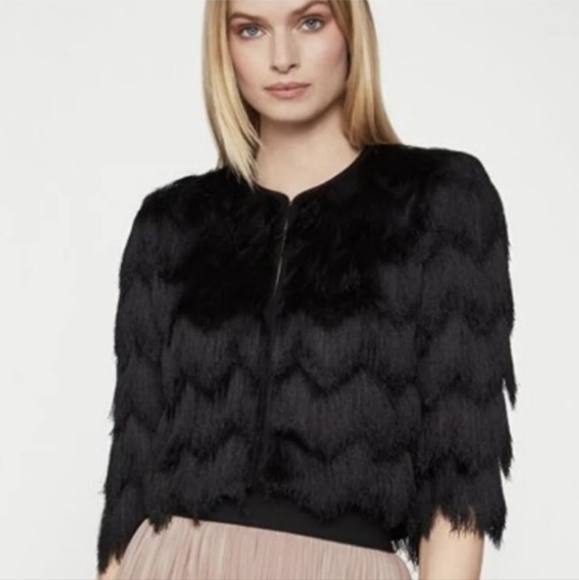 Bcbgmaxazria Jaxon Black Fringe Jacket Size XS - Picture 1 of 12